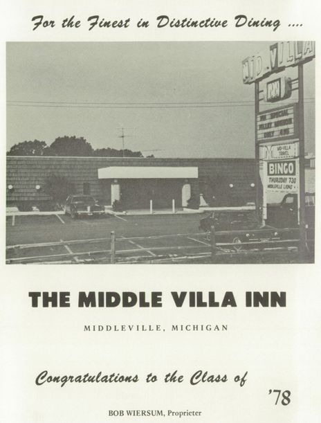 Middle Villa Inn and Bowling Alley - 1978 Yearbook Ad (newer photo)